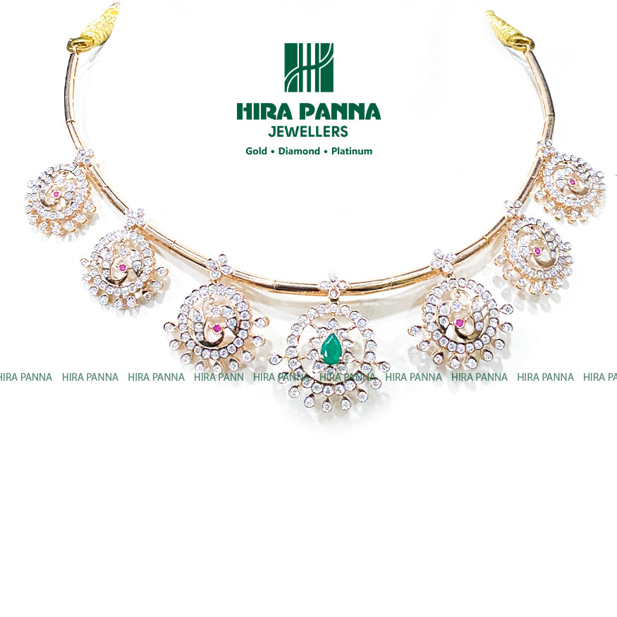 Traditional kanti & Peacock Open Come Close Setting Diamond Neckwear