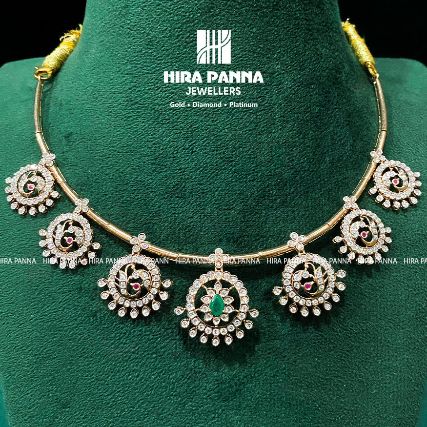 Traditional kanti & Peacock Open Come Close Setting Diamond Neckwear