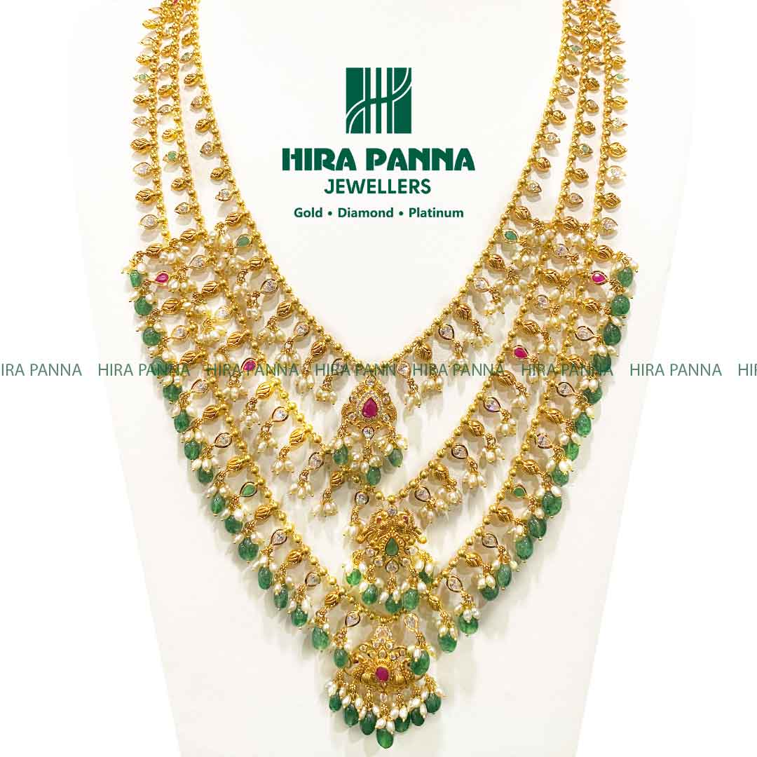 Pachi Work Three Lines Emerald & Pearl Haram