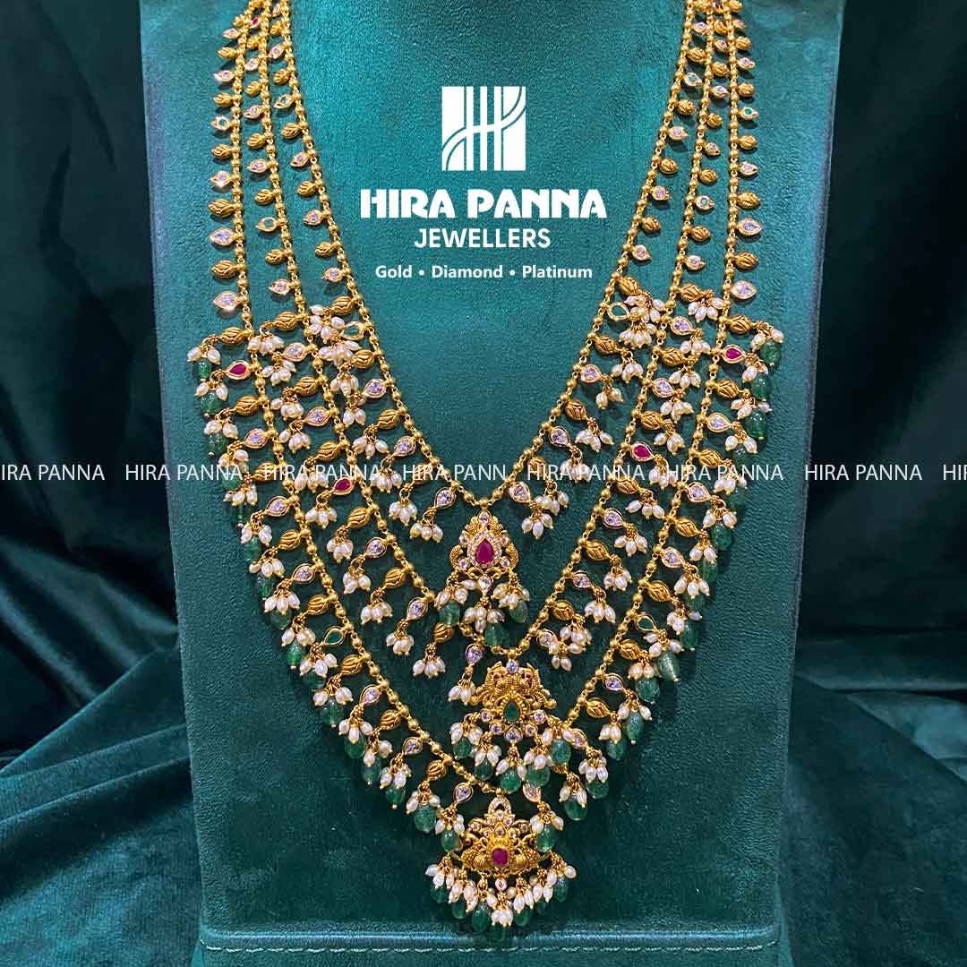 Pachi Work Three Lines Emerald & Pearl Haram