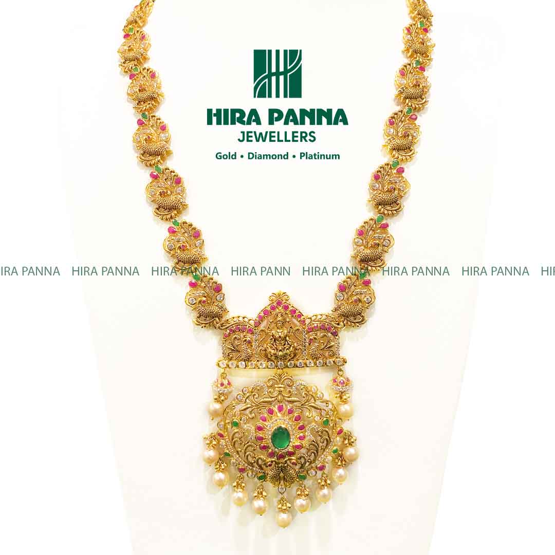 Antique Peacock & Lakshmi Devi Pearl Haram