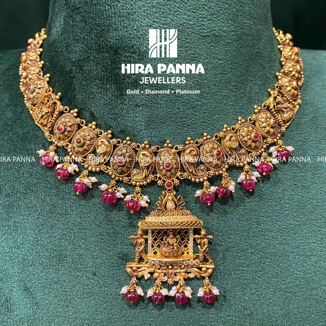 Antique Lakshmi Devi & Ruby Beads Neckwear