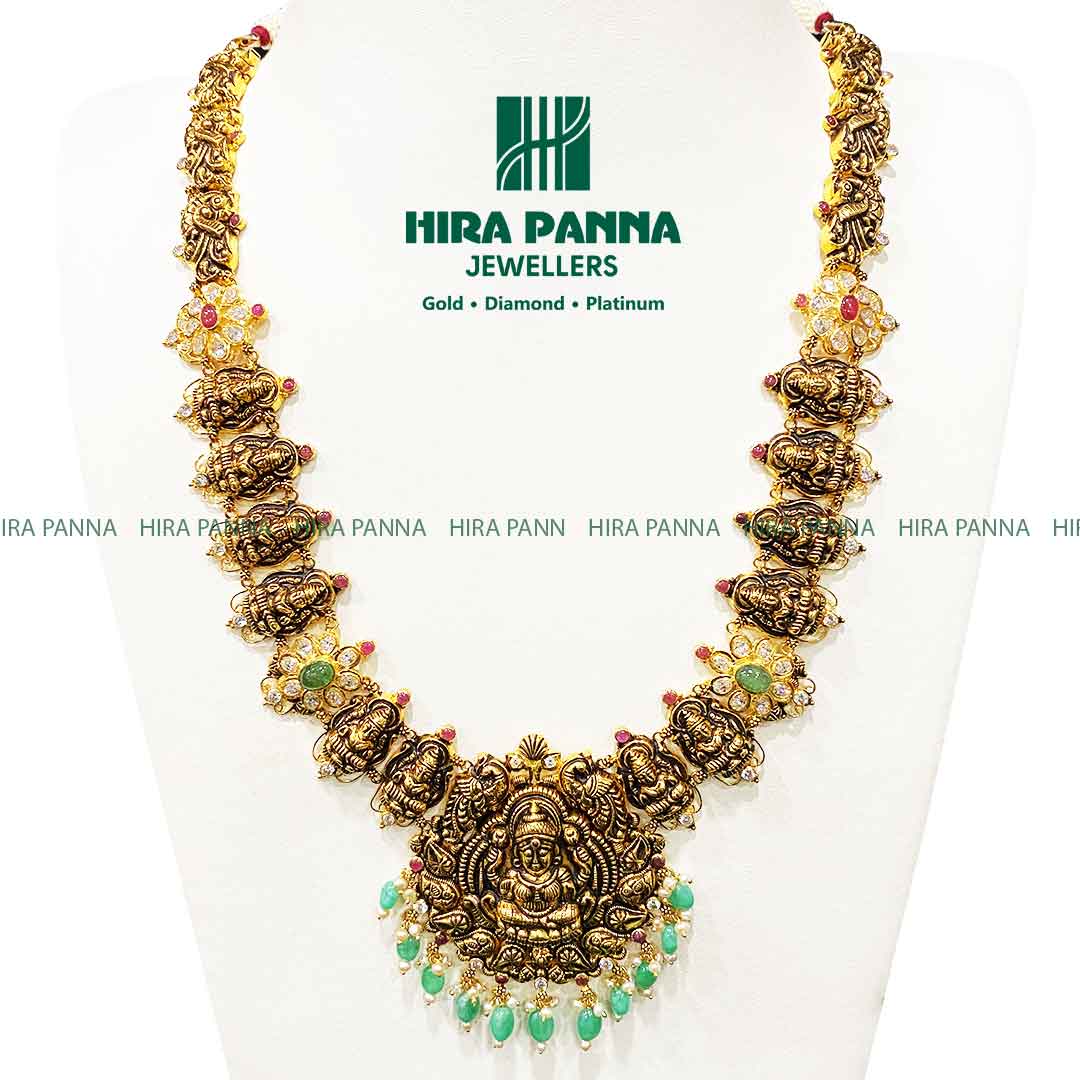 Antique Lakshmi & Emerald Haram