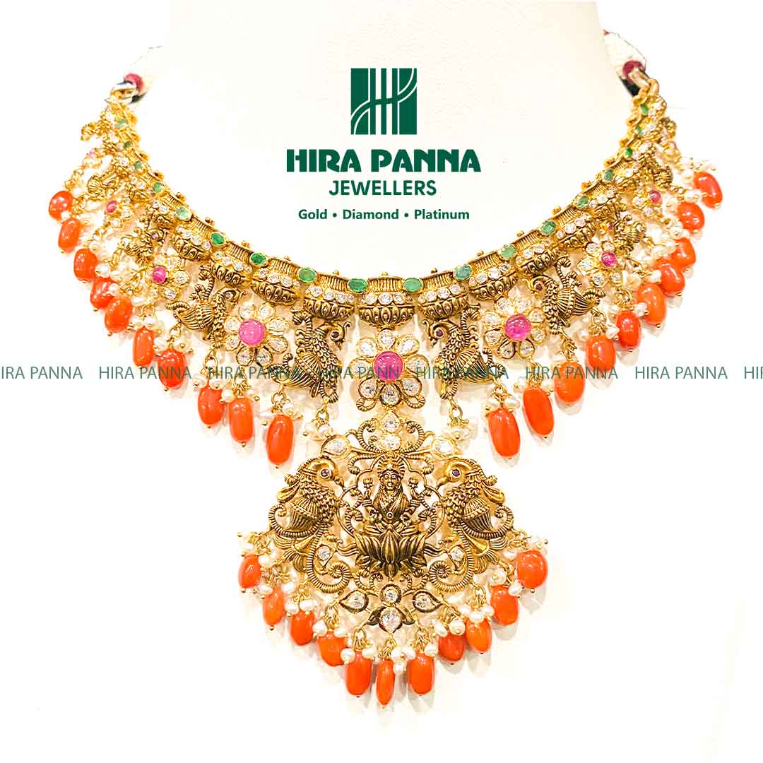 Antique Coral & Lakshmi Devi Neckwear