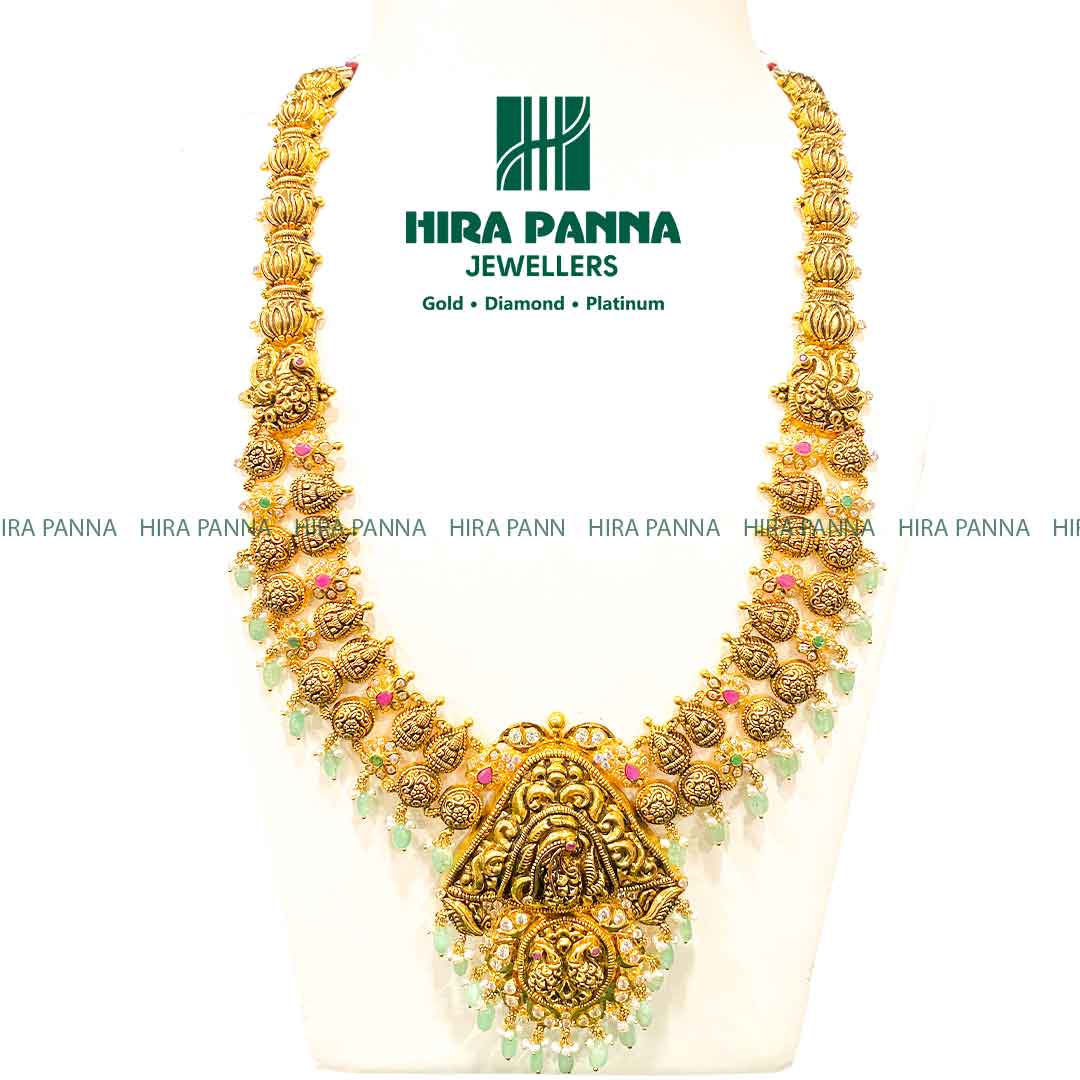 Antique Emerald Beeds & Peacock Haram