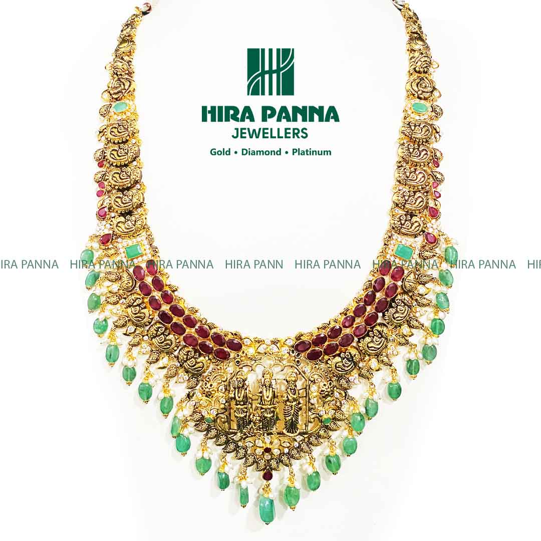 Antique Ramparivar Ruby & Emerald Haram