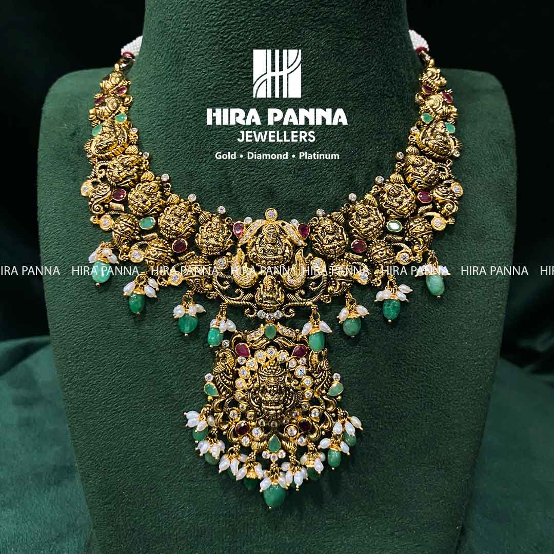 Antique Lakshmi Devi Ruby & Emerald Neckwear