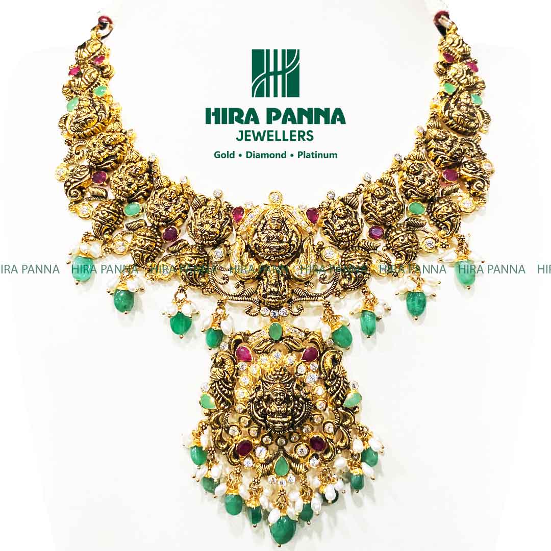 Antique Lakshmi Devi Ruby & Emerald Neckwear