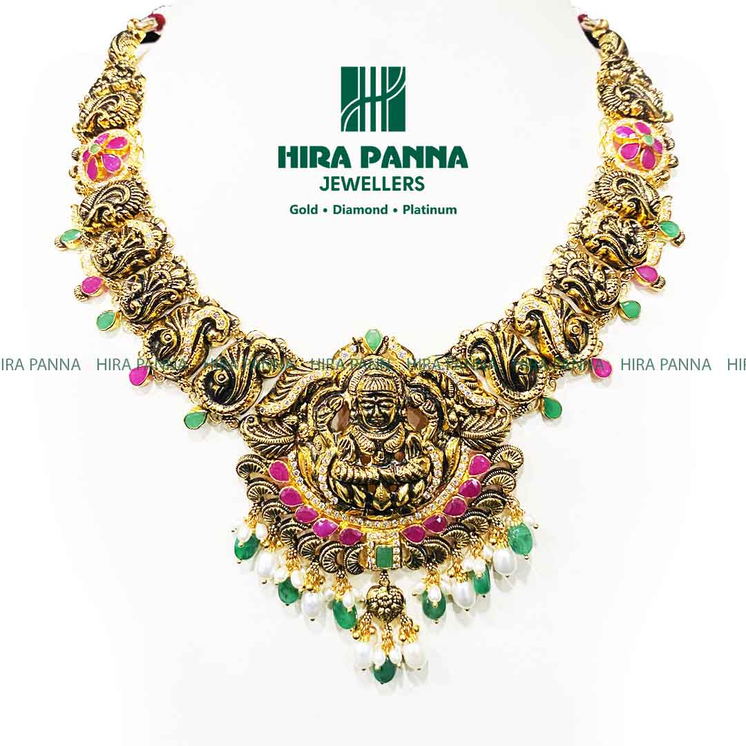 Antique Lakshmi Devi Ruby & Emerald Neckwear