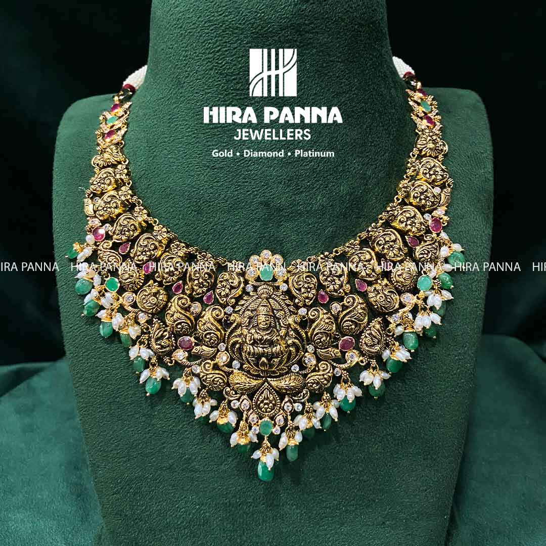 Antique Lakshmi Devi Ruby & Emerald Neckwear