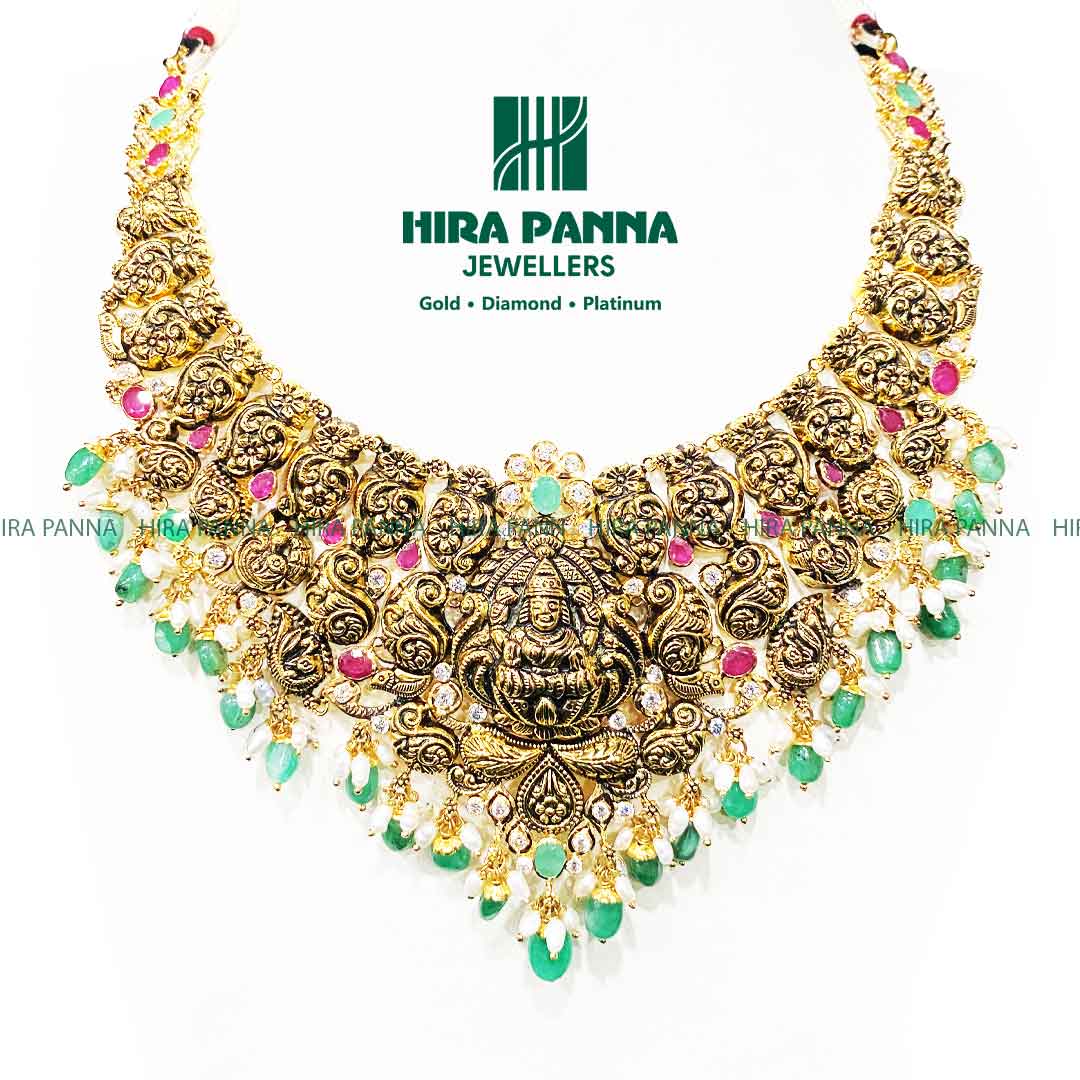 Antique Lakshmi Devi Ruby & Emerald Neckwear