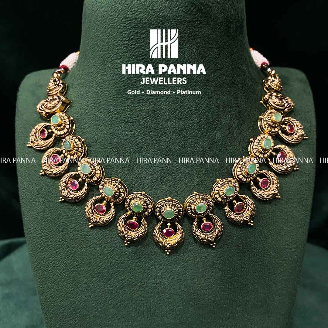 Antique Chand Bali Ruby & Emerald Neckwear