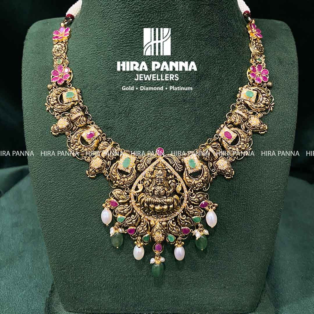 Antique Lakshmi Devi Ruby & Emerald Neckwear