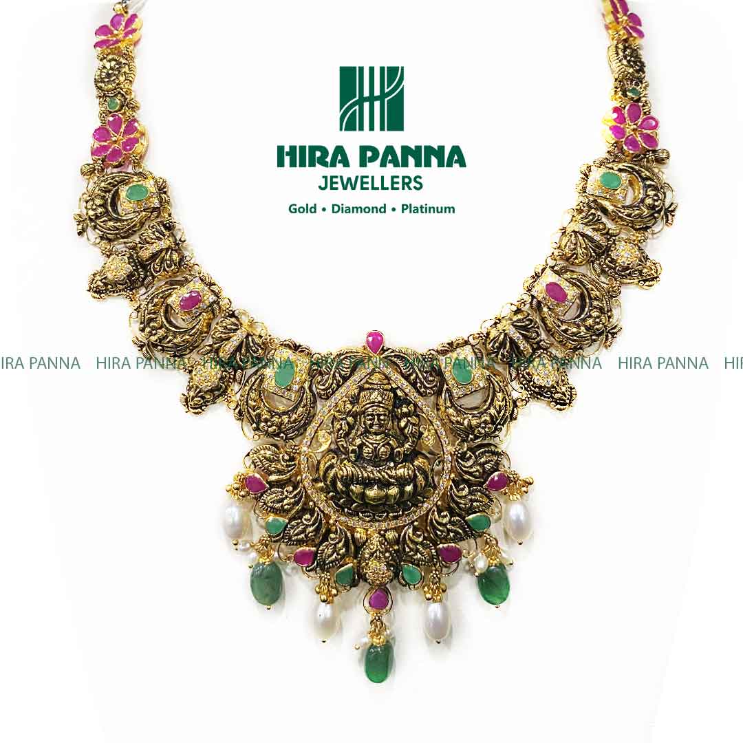 Antique Lakshmi Devi Ruby & Emerald Neckwear