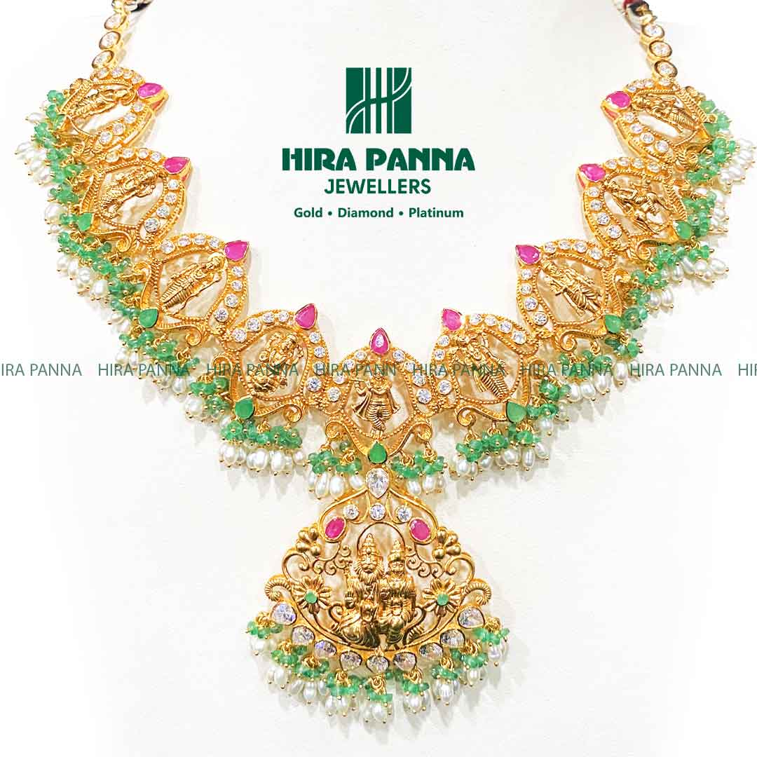 Antique Dasavathaaram  Ruby & Emerald Neckwear