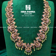 Pachi Work Lakshmi Devi & Emerald Two in one Haram