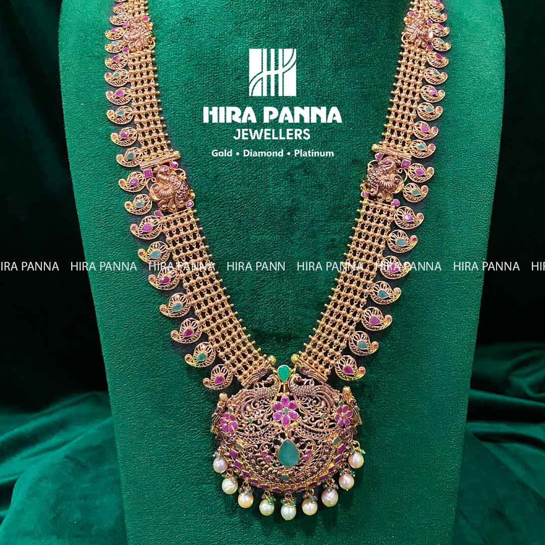 Antique Mango Peacock & Ruby, Emerald Two in one Haram