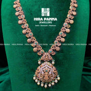 Copper Polish Lakshmi Devi & Peacock Handmade Haram