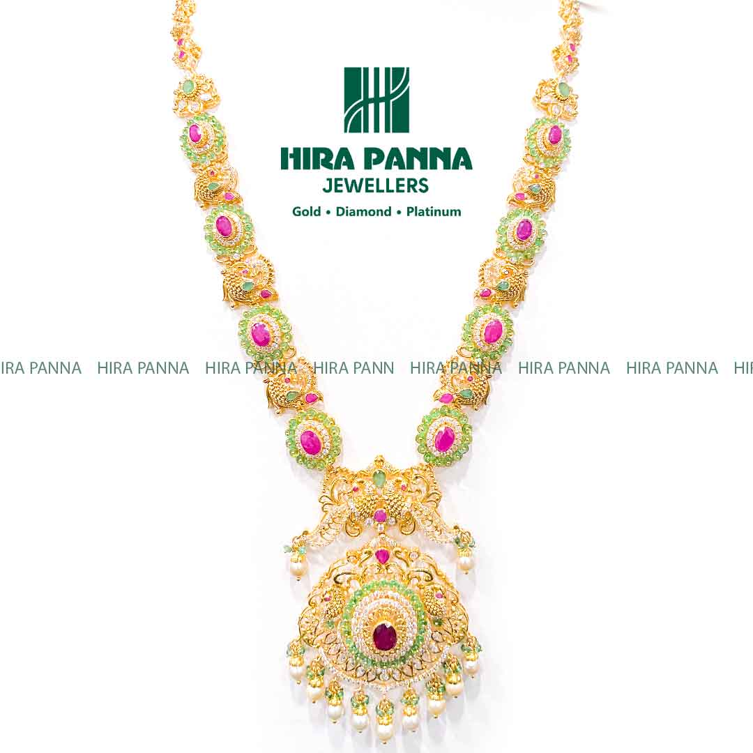 Premium Peacock Ruby & Emerald Haram