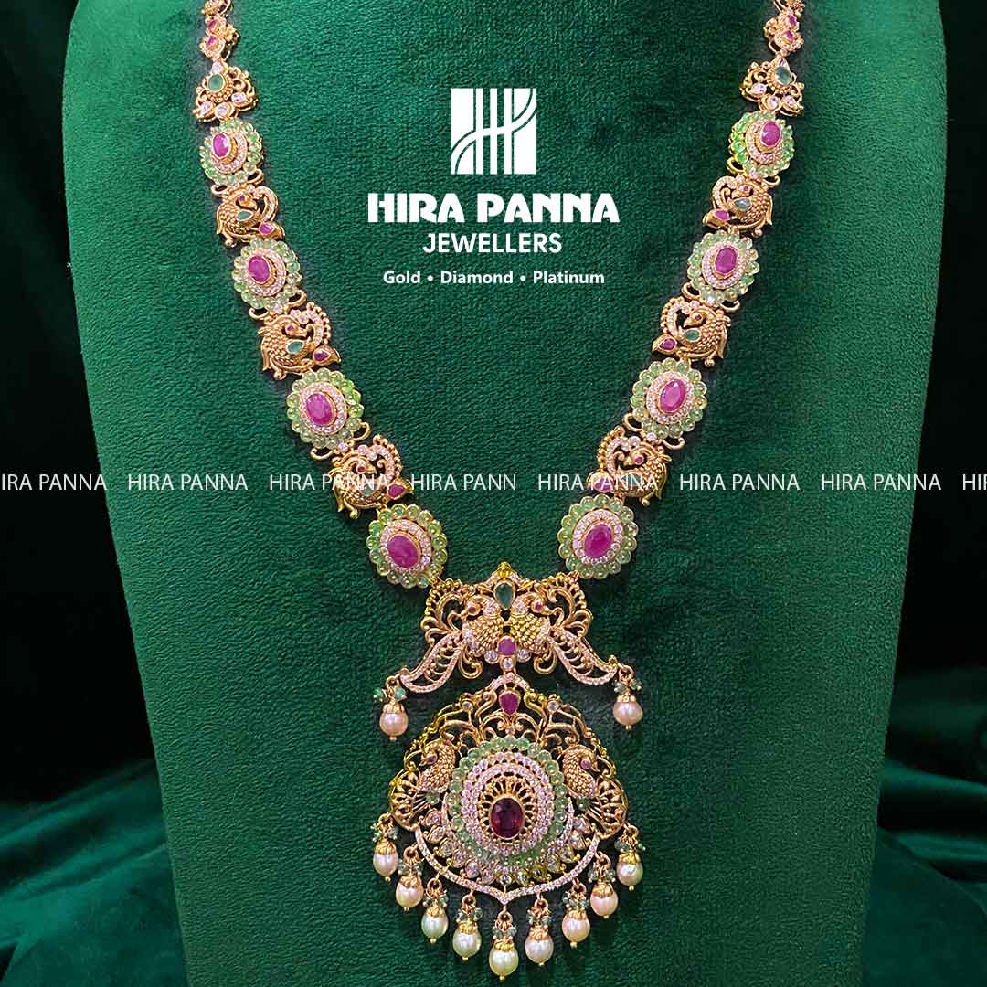 Premium Peacock Ruby & Emerald Haram