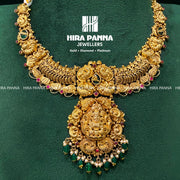 Antique Lakshmi Devi & Emerald Beads Neckwear