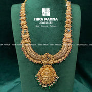 Antique Lakshmi Devi & Emerald Beads Haram