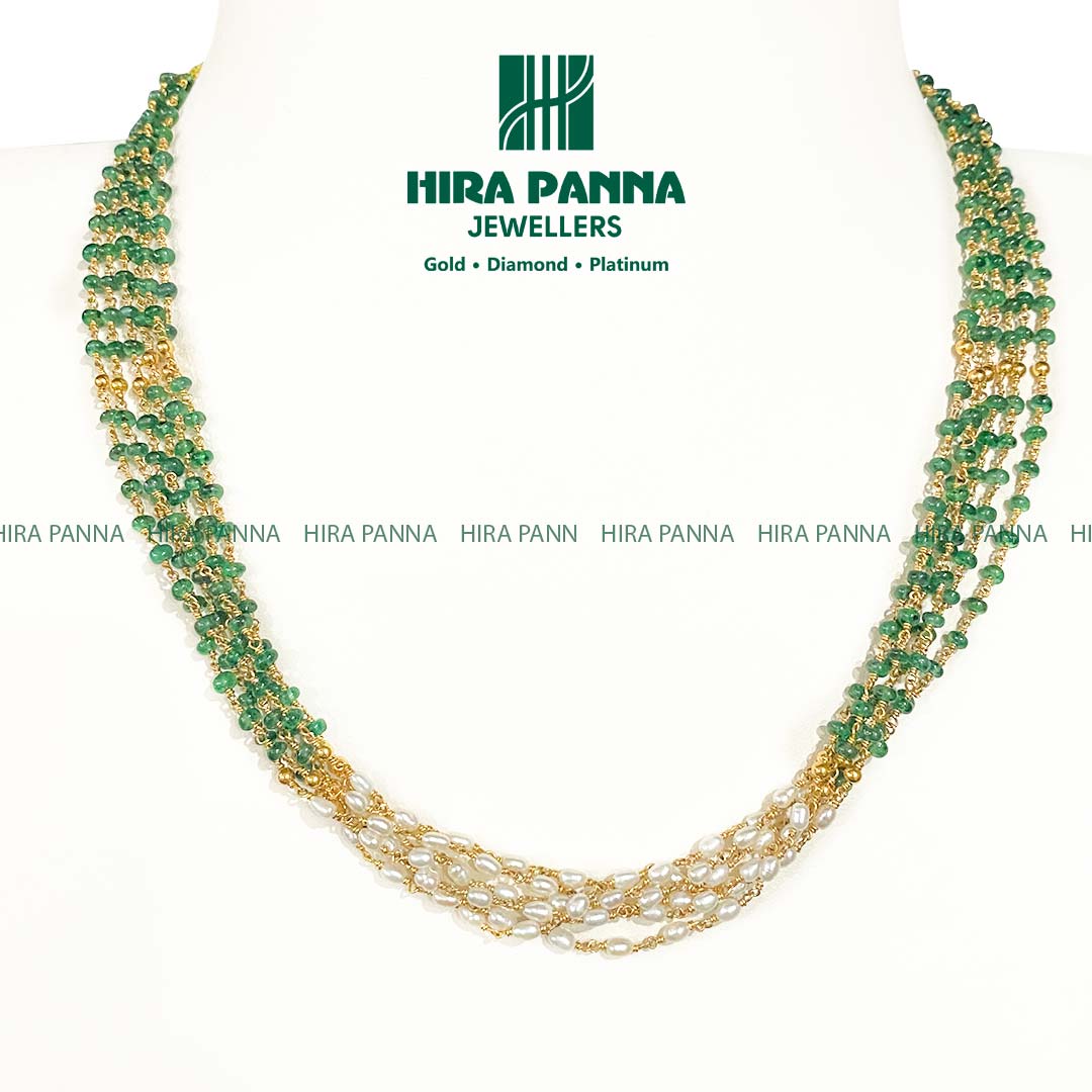 Fancy Emerald & Peral Mala