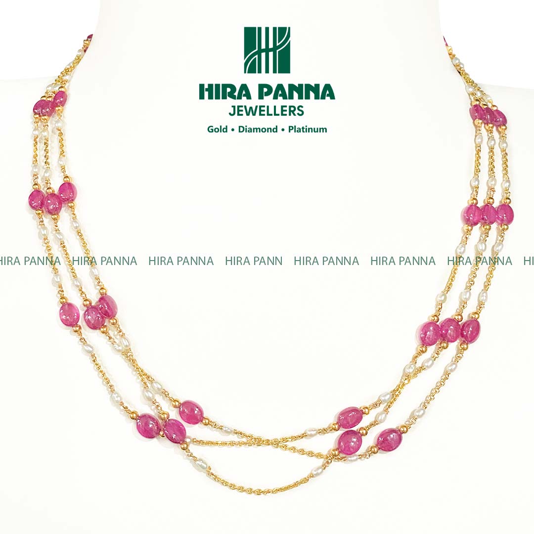 Fancy Ruby & Pearl Mala