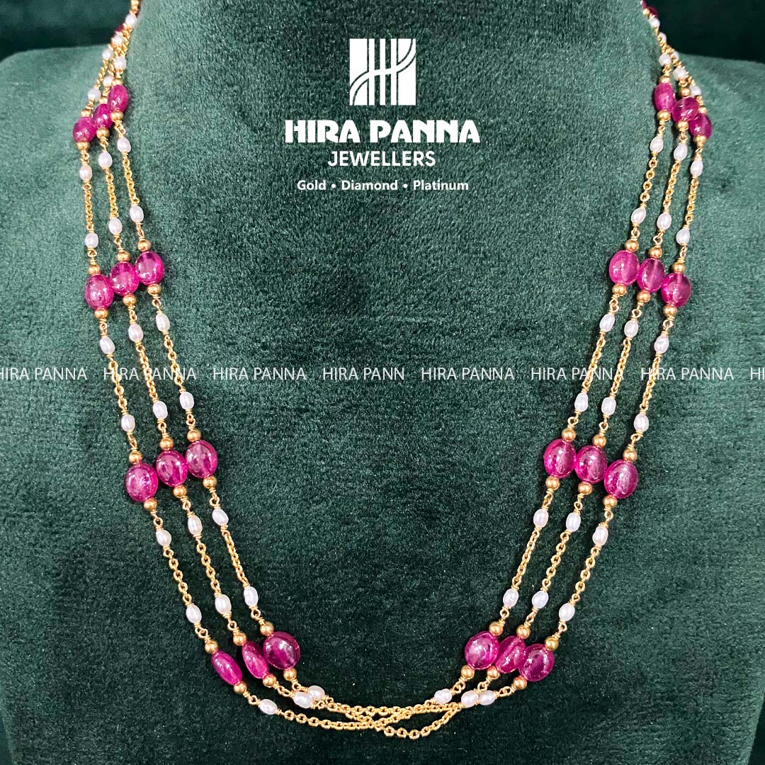 Fancy Ruby & Pearl Mala