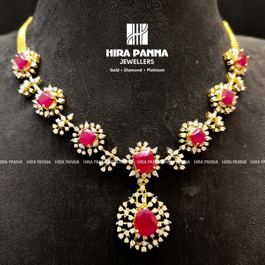 Open Setting Ruby & Emerald Diamond Neckwear