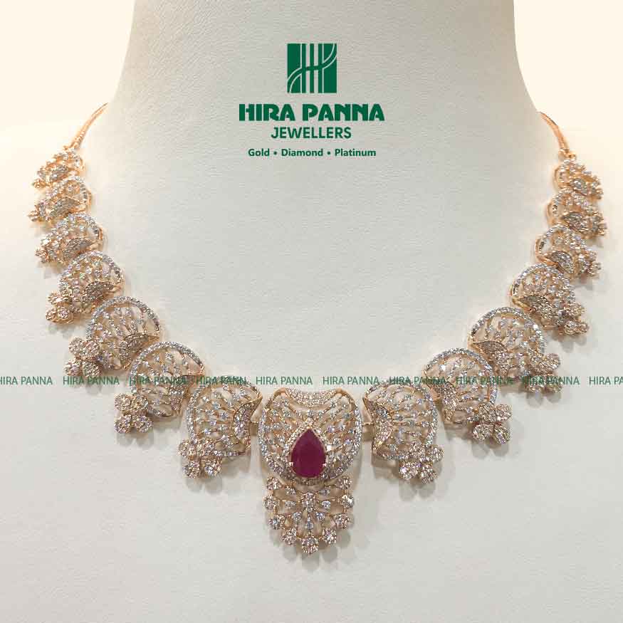 Fancy Open Setting Ruby & Emerald Diamond Neckwear