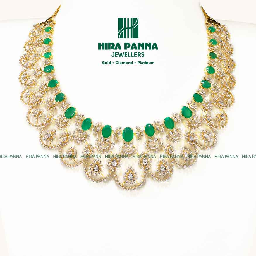 Open Setting Emerald Diamond Neckwear