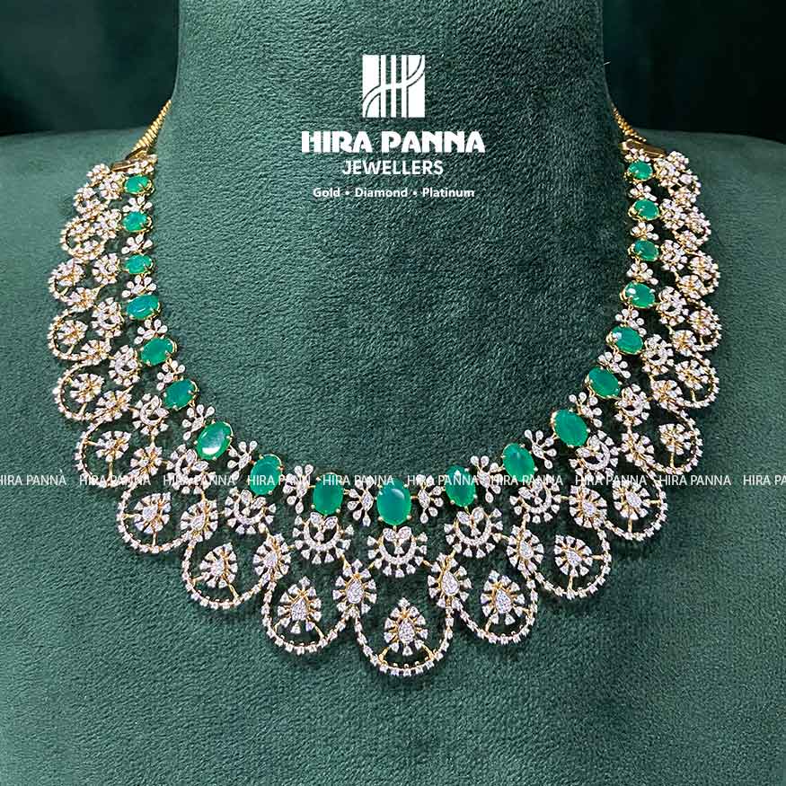 Open Setting Emerald Diamond Neckwear