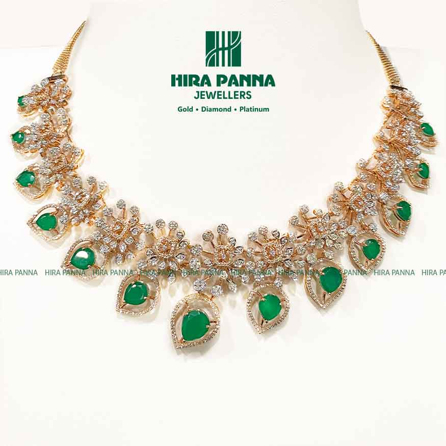 Open Setting Emerald Diamond Neckwear