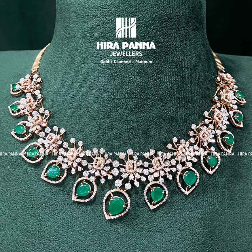 Open Setting Emerald Diamond Neckwear