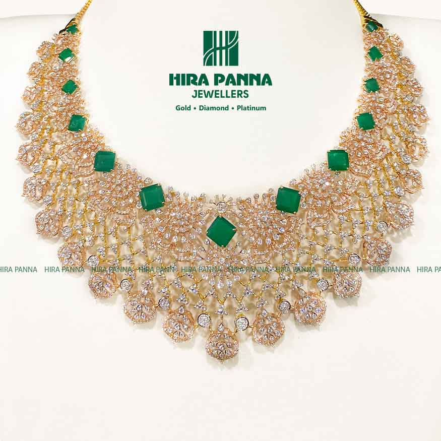 Open Setting Emerald Diamond Neckwear