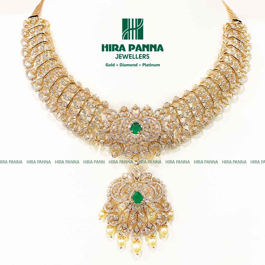 Open Setting Emerald Diamond Neckwear