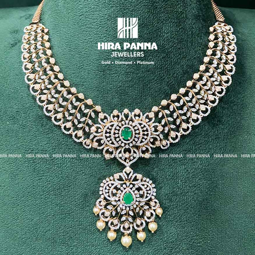 Open Setting Emerald Diamond Neckwear