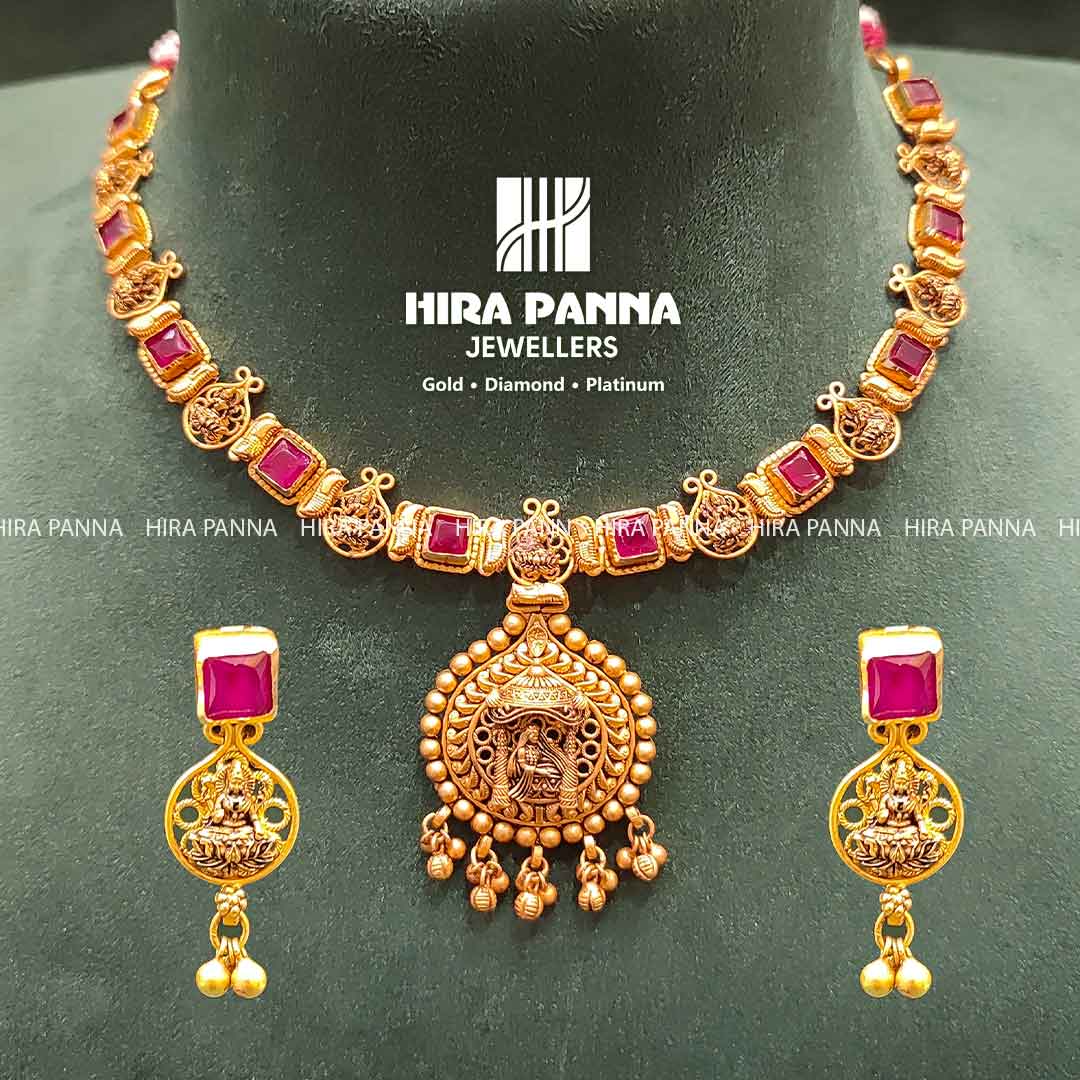 Antique Lakshmi Fancy Ruby Neckwear Set