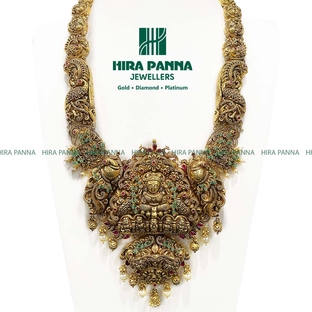 Fancy Antique Lakshmi Devi & Peacock Haram