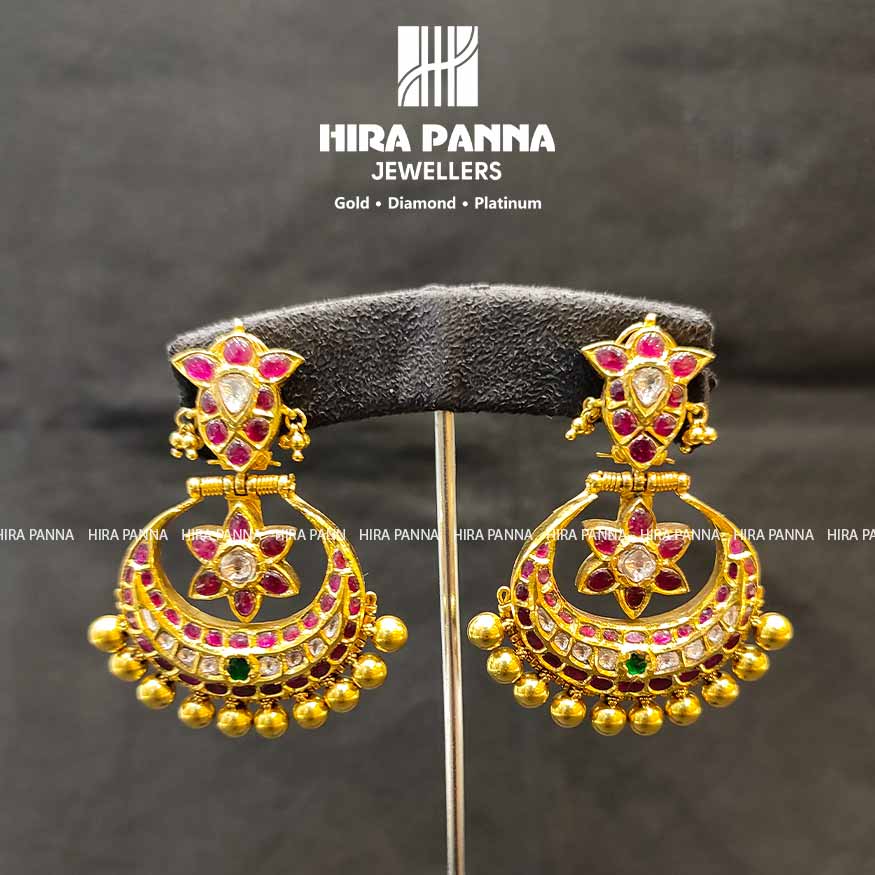 Kundan Triple cut Diamond Earrings