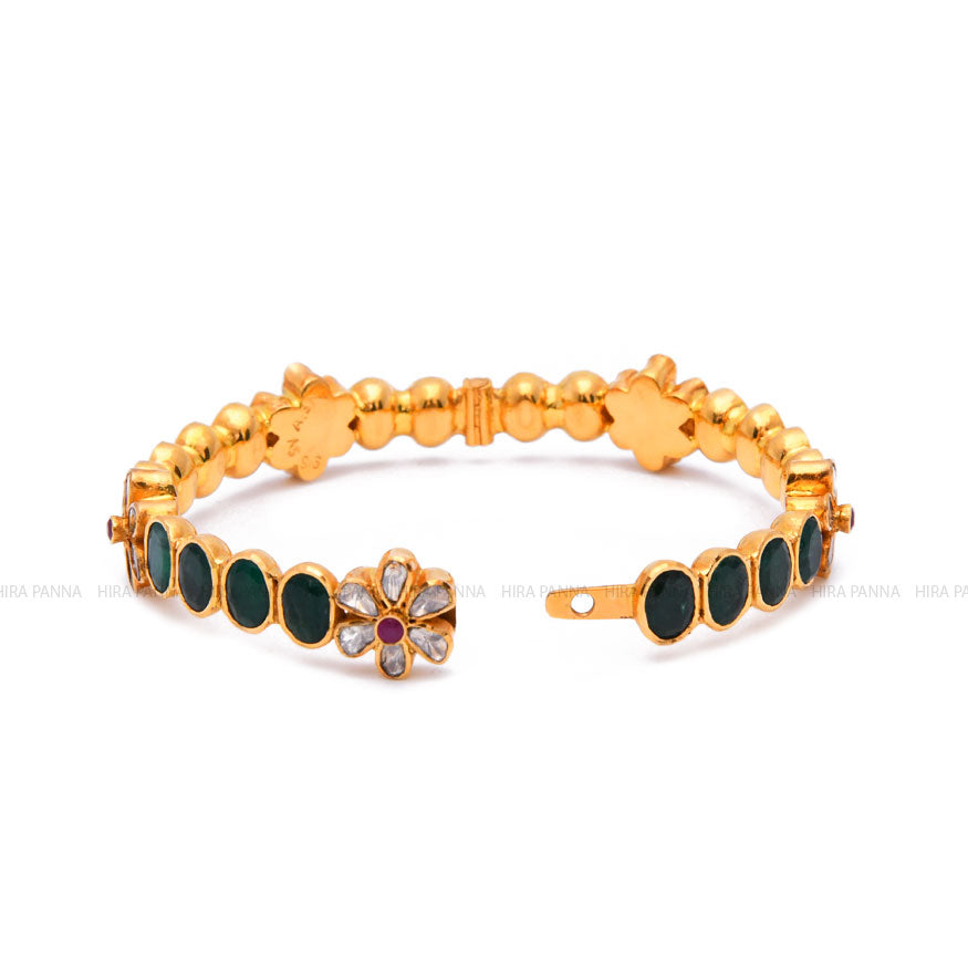 Polki Emerald Bangle