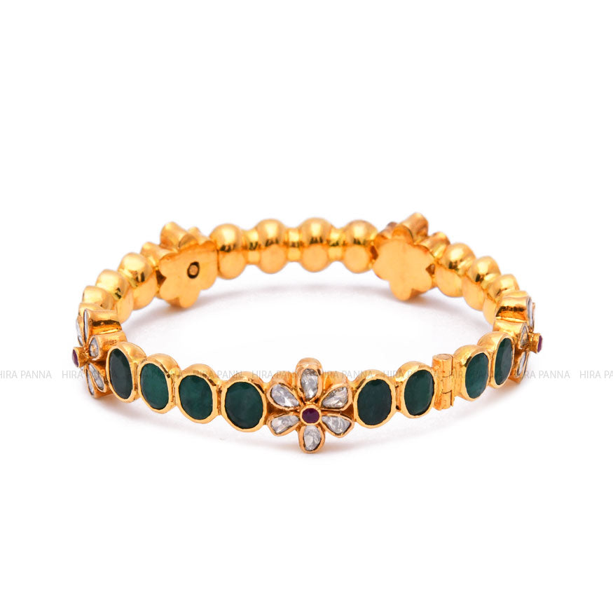 Polki Emerald Bangle