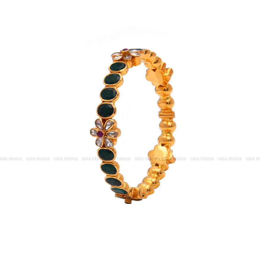 Polki Emerald Bangle