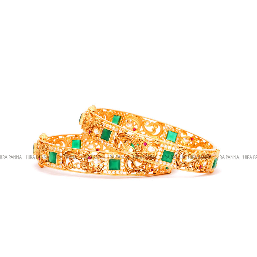 Antique Emerald Broad Bangles