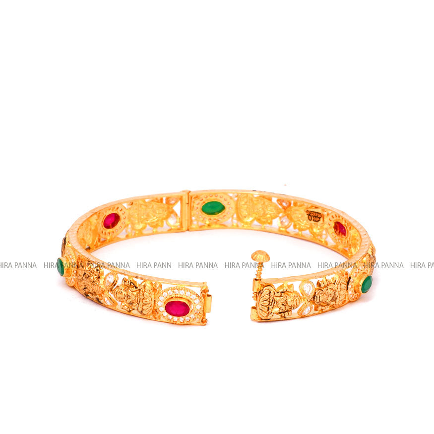 Antique Laxmi Ruby & Emerald Broad Bangles