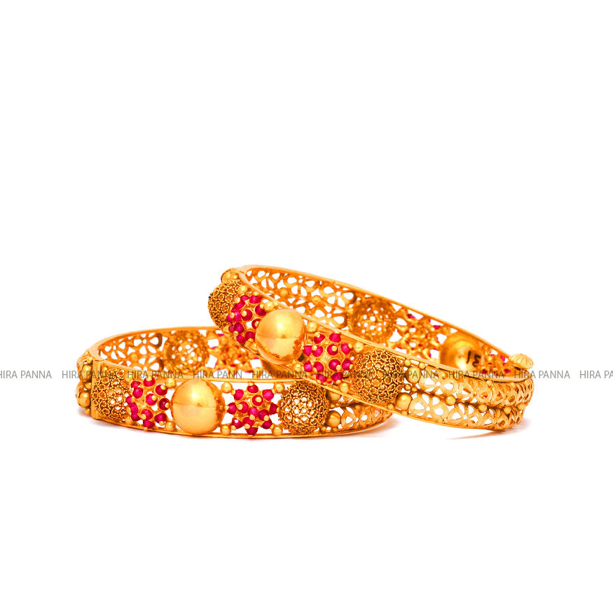 Antique Flower Broad Bangles