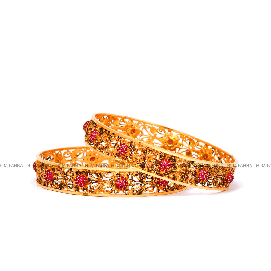 Antique Flower Broad Bangles