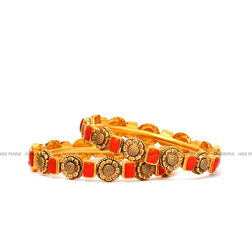 Antique Coral Bangles