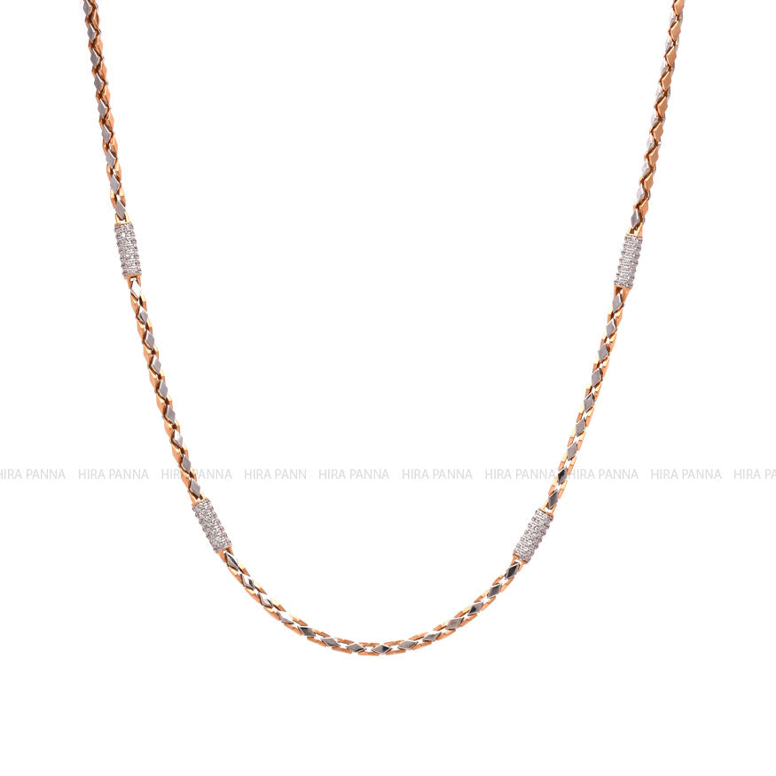 Dual Tone Rose Gold & Platinum Finish Fancy Chain